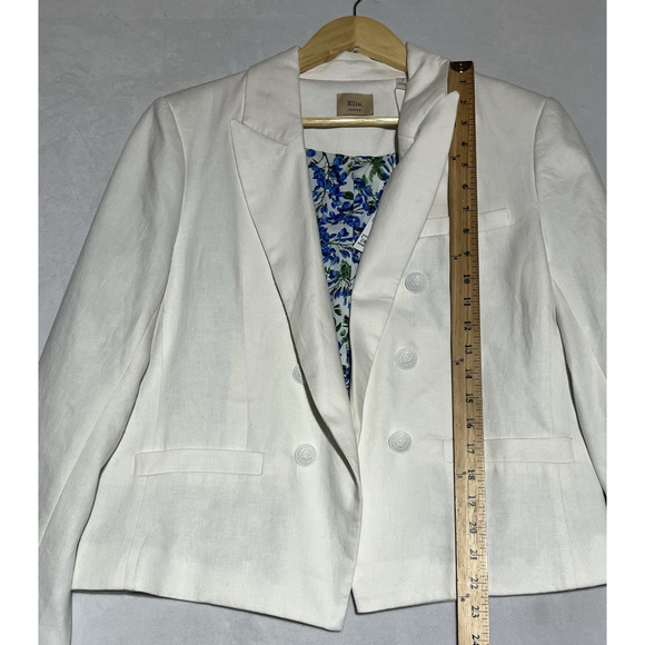 Elie Tahari Blazer Double Breasted Womens 8 White Linen Blend Open Career Office - Picture 10 of 15